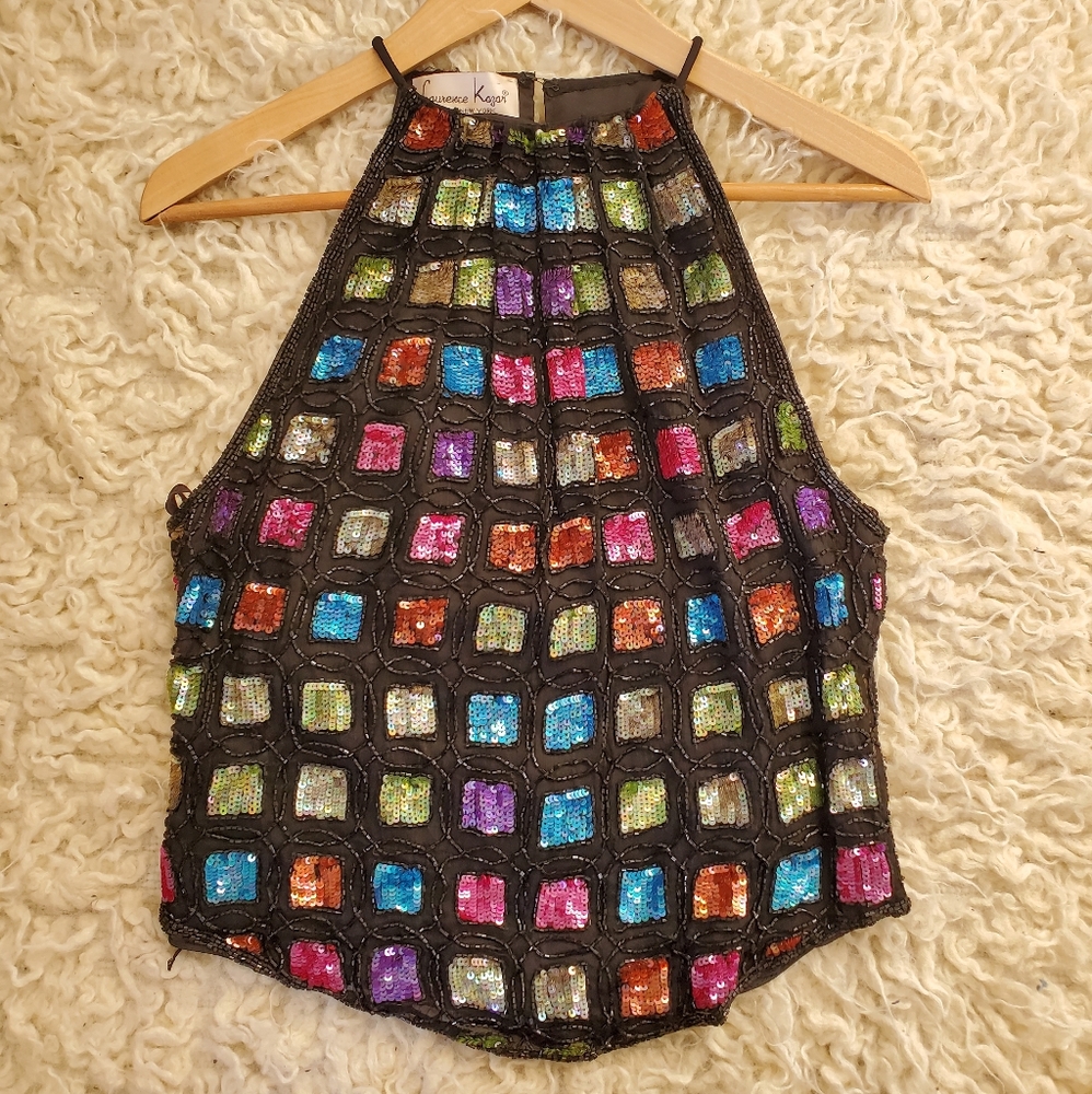 Laurence Kazar Sequence & Bead Tank Top